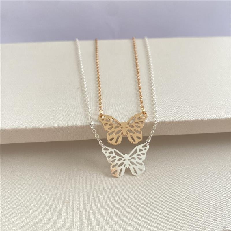 COLAR BORBOLETA 45CM BANHO OURO 18K