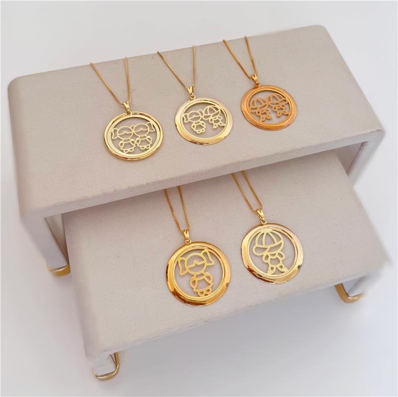 COLAR 2 LADOS CASAL BANHO OURO 18K