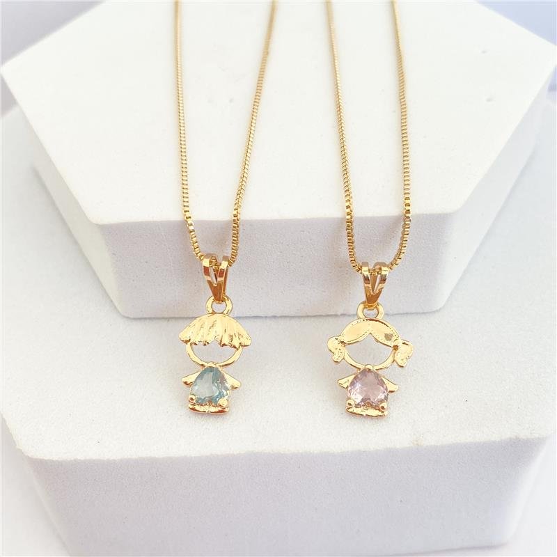 COLAR MENINA ROSA BANHO OURO 18K