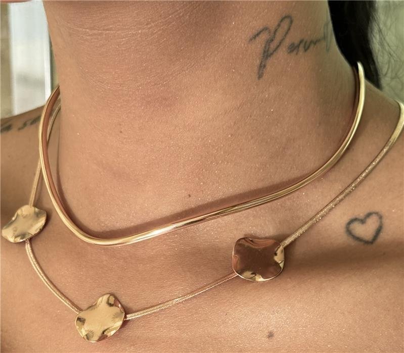 COLAR ARO ONDA BANHO OURO 18K