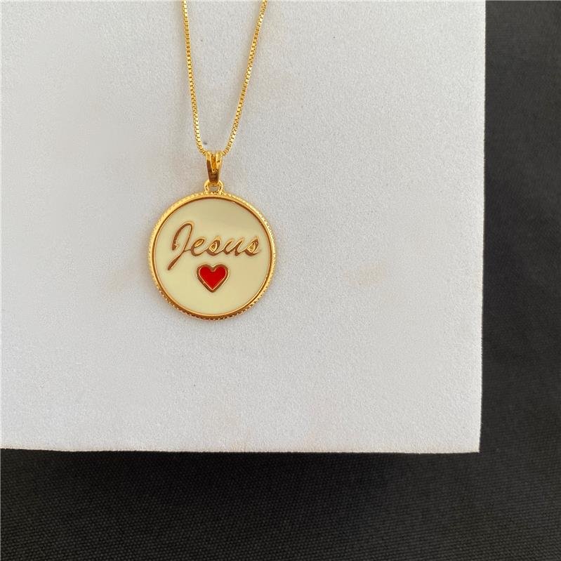COLAR RESINADO JESUS BANHO OURO 18K