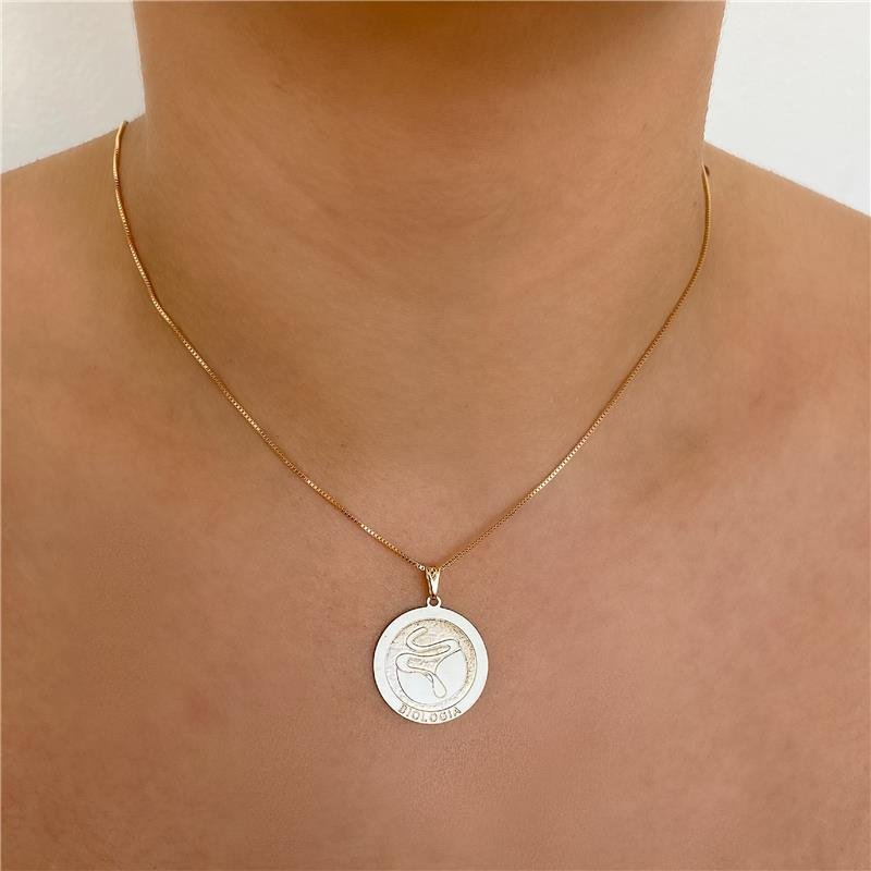 COLAR PROFISSÃO BIOLOGIA BANHO OURO 18K