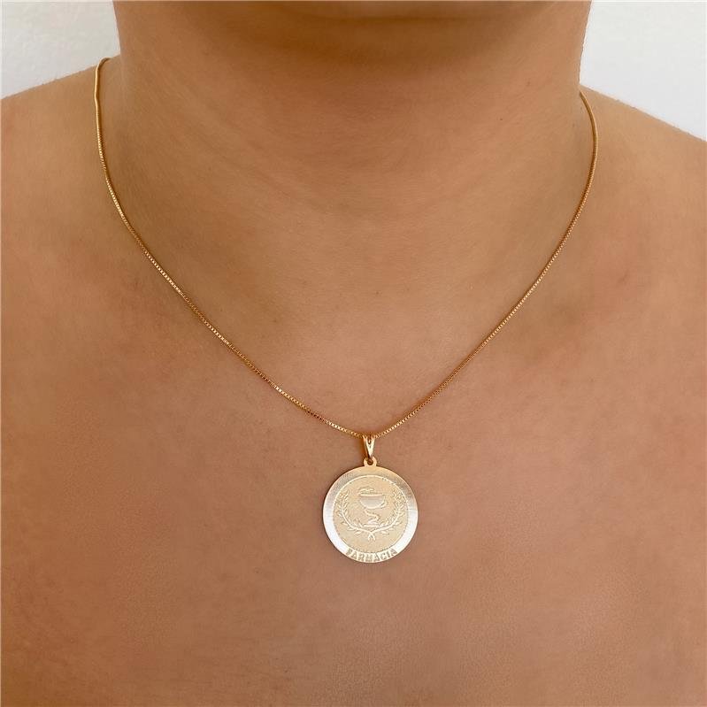 COLAR PROFISSÃO FARMÁCIA BANHO OURO 18K