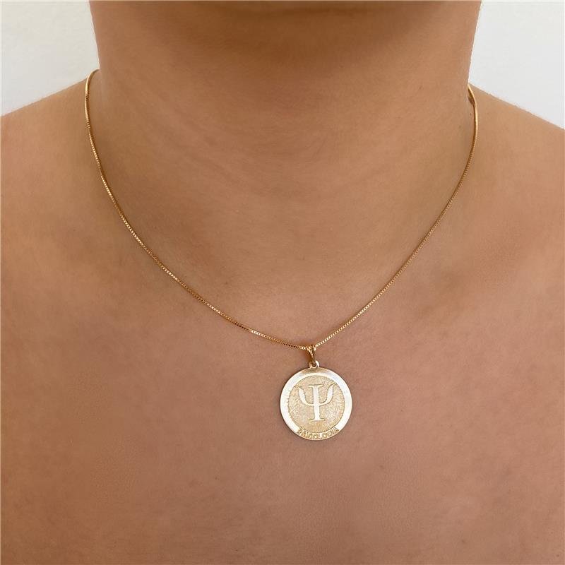 COLAR PROFISSÃO PSICOLOGIA BANHO OURO 18K