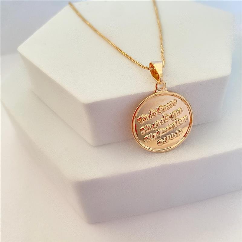 COLAR TUDO POSSO NAQUELE QUE ME FORTALECE BANHO OURO 18K