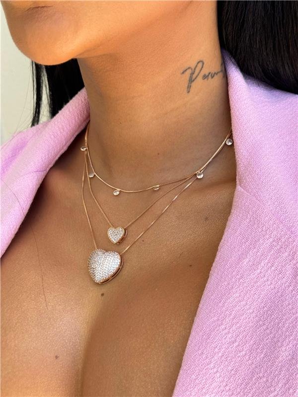 COLAR CHOKER DELICADA PINGENTE PONTO DE LUZ BANHO OURO 18K