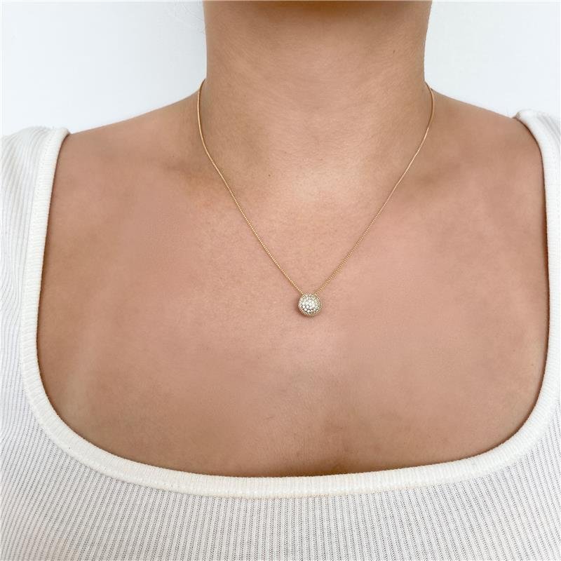 COLAR CHUVEIRINHO CRAVEJADO BANHO OURO 18K