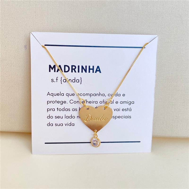 COLAR DINDA COM CARTÃO PRESENTE BANHO OURO 18K