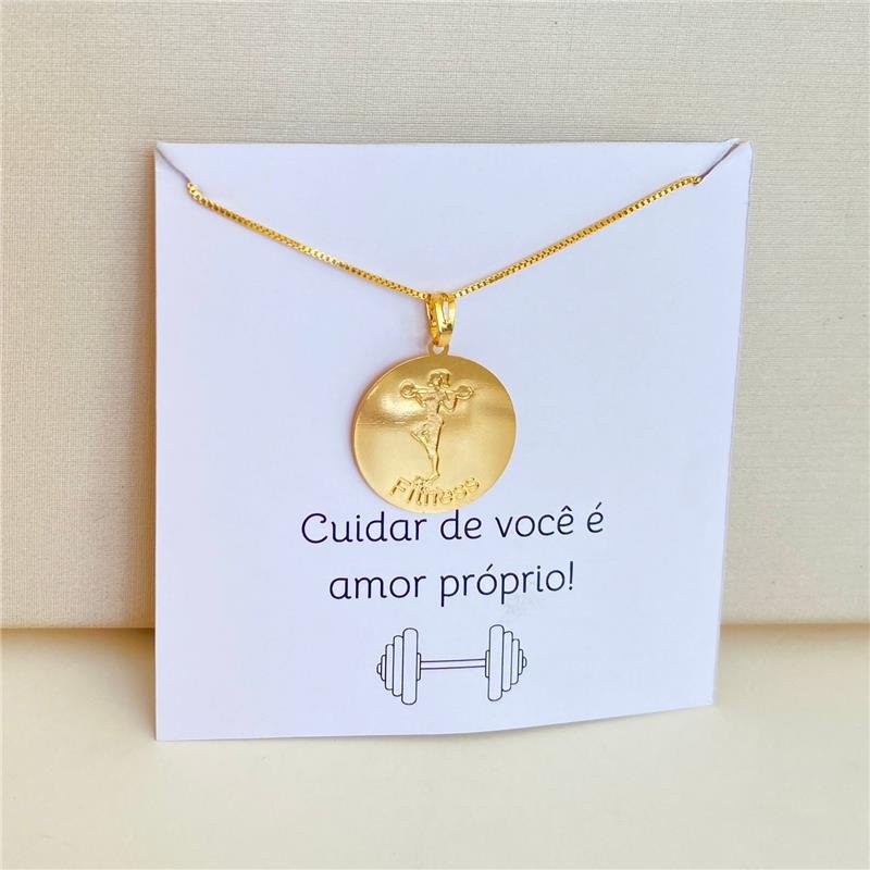 COLAR FITNESS COM CARTÃO PRESENTE BANHO OURO 18K
