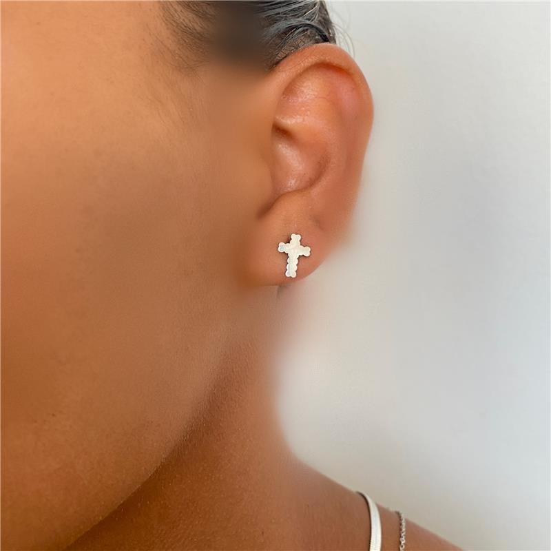  CONJUNTO DUPLO CRUCIFIXO EM AÇO INOXIDÁVEL
