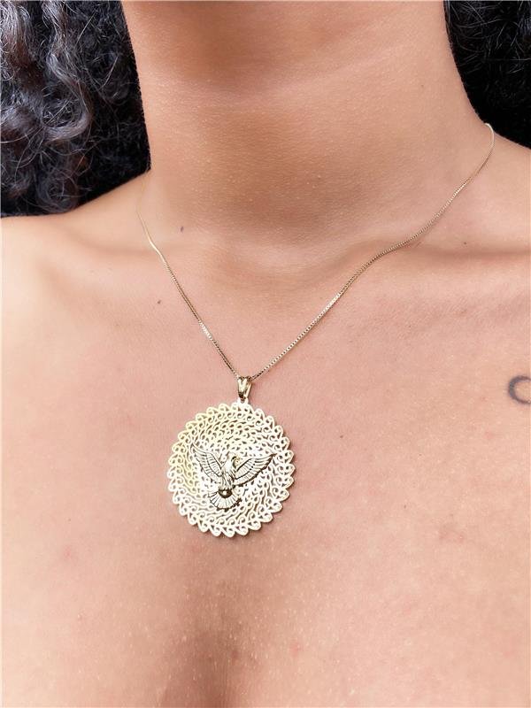 COLAR MANDALA ESPÍRITO SANTO BANHO OURO 18K 