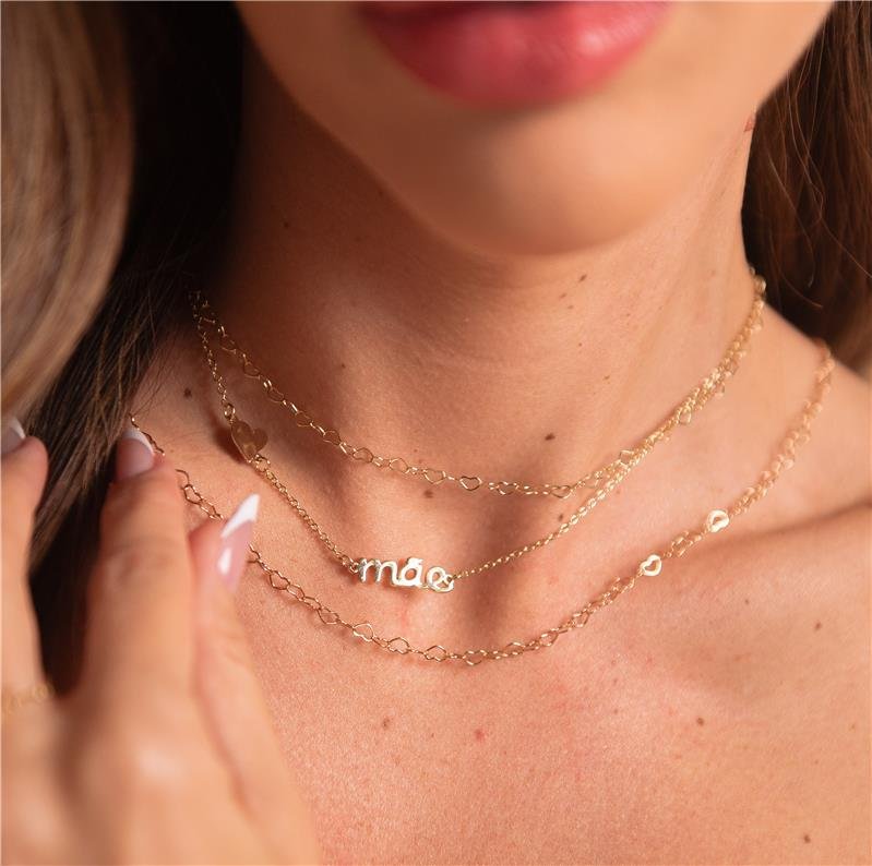 CHOKER ELOS CORAÇÃO 40CM BANHO OURO 18K