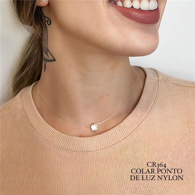 COLAR NYLON PONTO DE LUZ BANHO OURO18K 