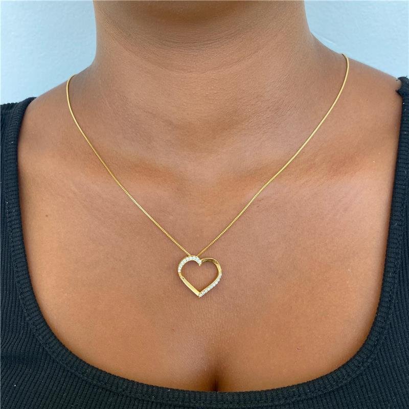 COLAR CONJUNTO CORAÇÃO CRAVEJADO E LISO BANHO OURO 18K