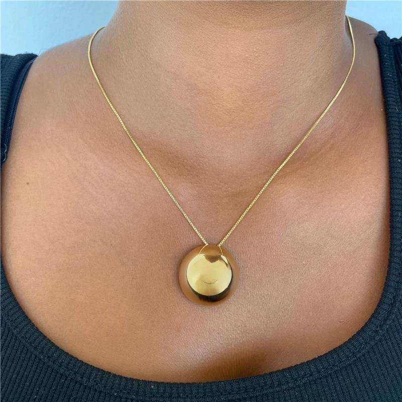 COLAR CONJUNTO ESFERA LISA BANHO OURO 18K