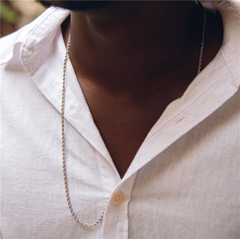 COLAR MASCULINO CORDÃO BAIANO 2MM 70CM EM AÇO INOXIDÁVEL 