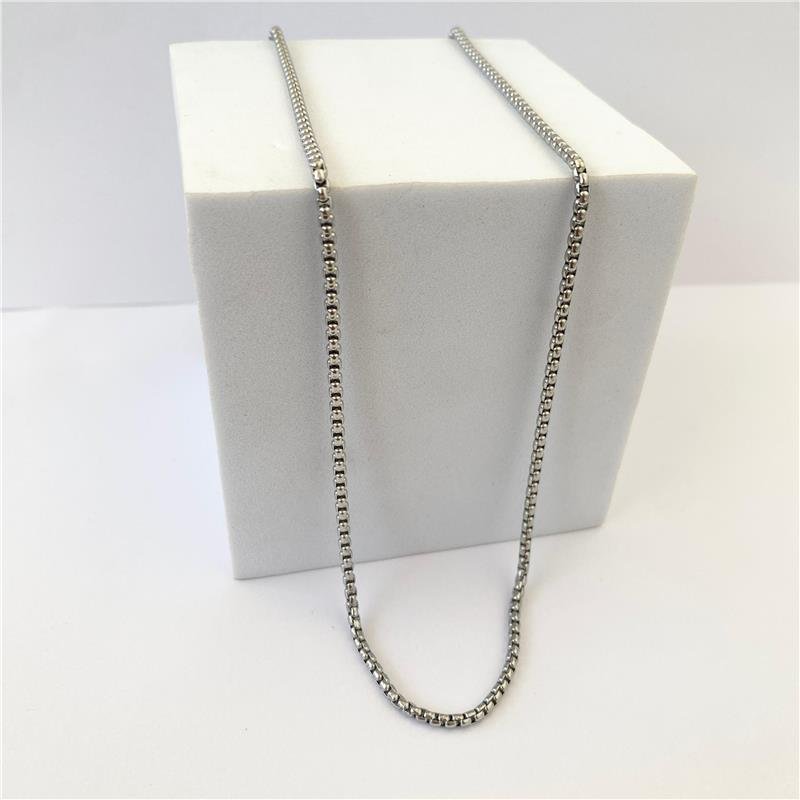 COLAR MASCULINO ELO TRANÇADO 55CM EM AÇO INOXIDÁVEL 