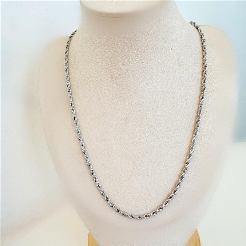 COLAR MASCULINO CORDÃO BAIANO 4MM 45 CM EM AÇO INOXIDÁVEL 