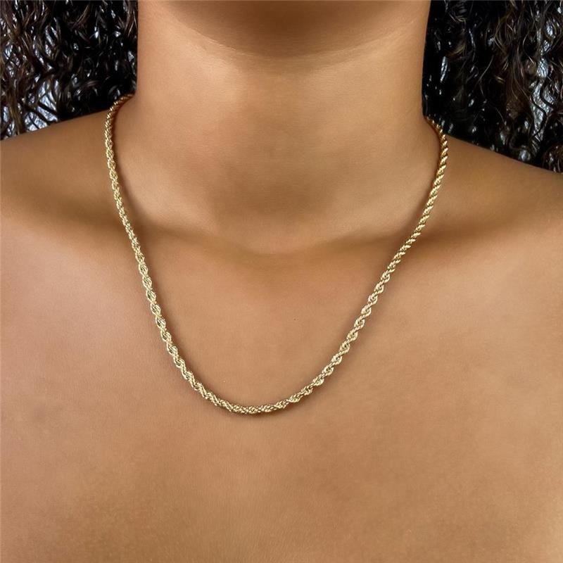 COLAR CORDÃO BAIANO 45CM 3MM BANHO OURO 18K