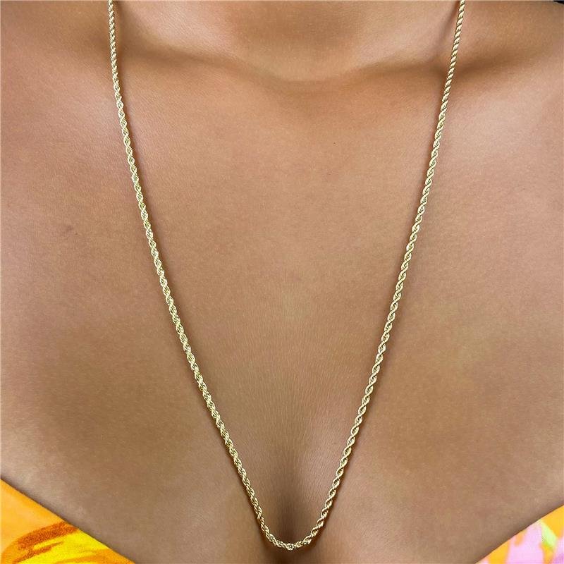 COLAR CORDÃO BAIANO 60CM 2MM BANHO OURO 18K