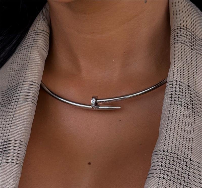 COLAR CHOKER PREGO EM AÇO INOXIDÁVEL 