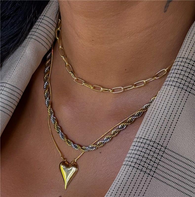 COLAR CHOKER ELO CADEADO BANHO OURO 18K
