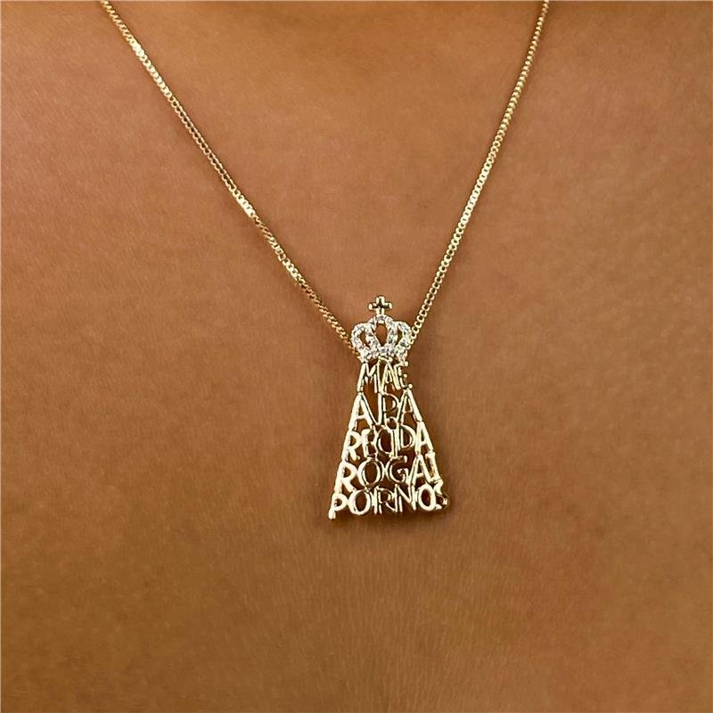COLAR NOSSA SENHORA BANHO OURO 18K