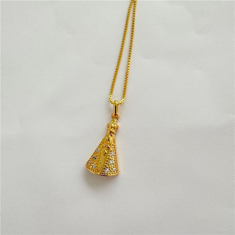 COLAR NOSSA SENHORA APERECIDA BANHO OURO 18K