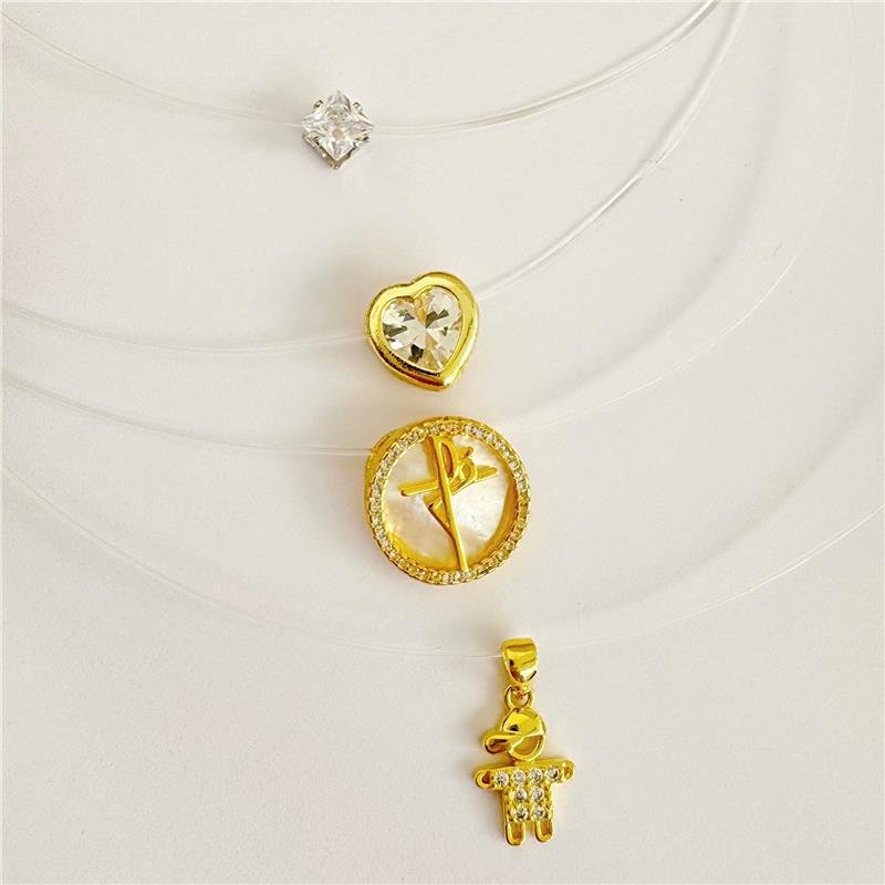 COLAR FIO DE NYLON COM PINGENTE MENINO BANHO OURO 18K