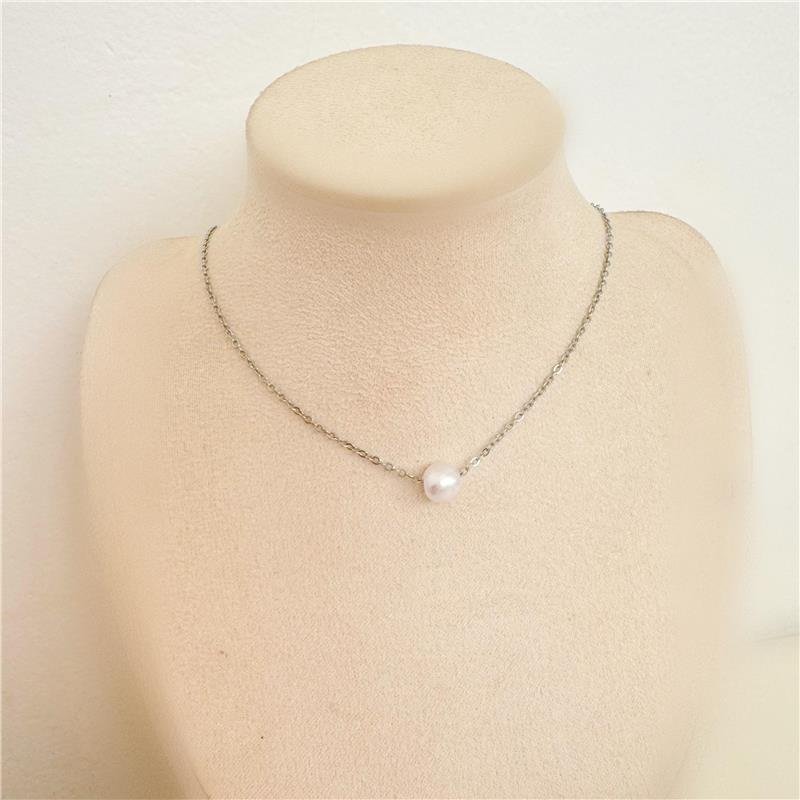 COLAR PINGENTE PÉROLA EM AÇO INOXIDÁVEL
