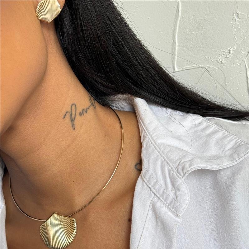 CONJUNTO ARO CONCHA BANHO OURO 18K