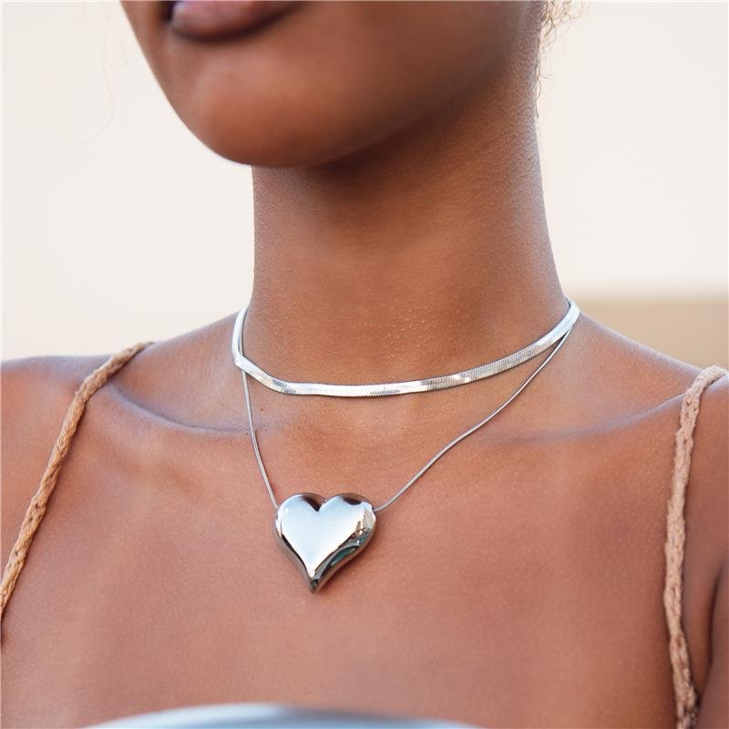  CONJUNTO CORAÇÃO BOLEADO MAXI EM AÇO INOXIDÁVEL