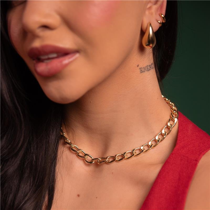 COLAR ELO GRUMET 8MM BANHO OURO 18K