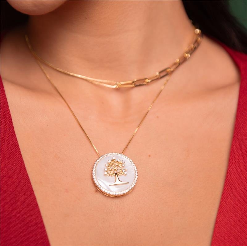 CHOKER 2 EM 1 ELO AMERICANO E VENEZIANA DUPLA BANHO OURO 18K