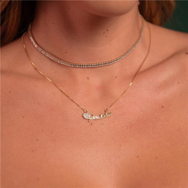 COLAR GRATIDÃO COM CORAÇÃO CRAVEJADO BANHO OURO 18K