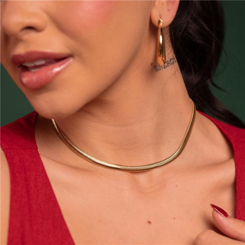 CHOKER DIAMANTADA GROSSA BANHO OURO 18K