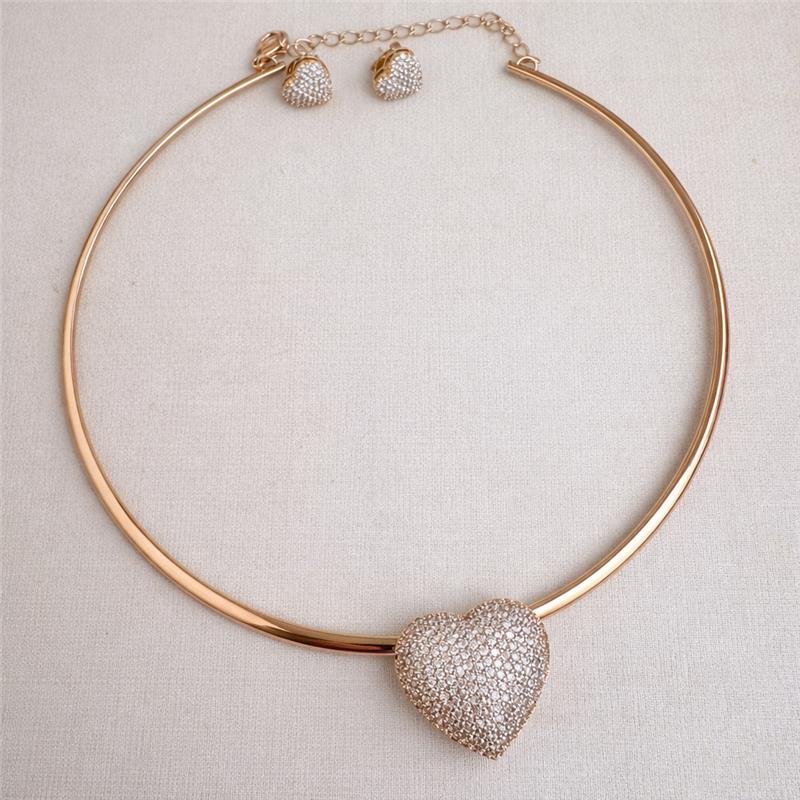 CONJUNTO ARO CORAÇÃO BOLEADO MAXI BANHO OURO 18K -BREVE REPOSIÇÃO