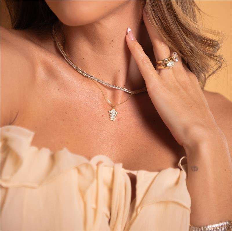 COLAR FILHA CRAVEJADA BANHO OURO 18K