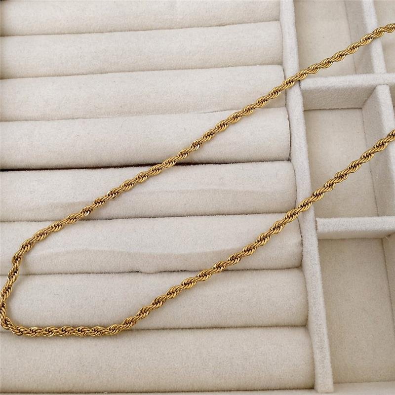 COLAR CORDÃO BAIANO 2MM EM AÇO INOXIDÁVEL COM BANHO OURO 18K