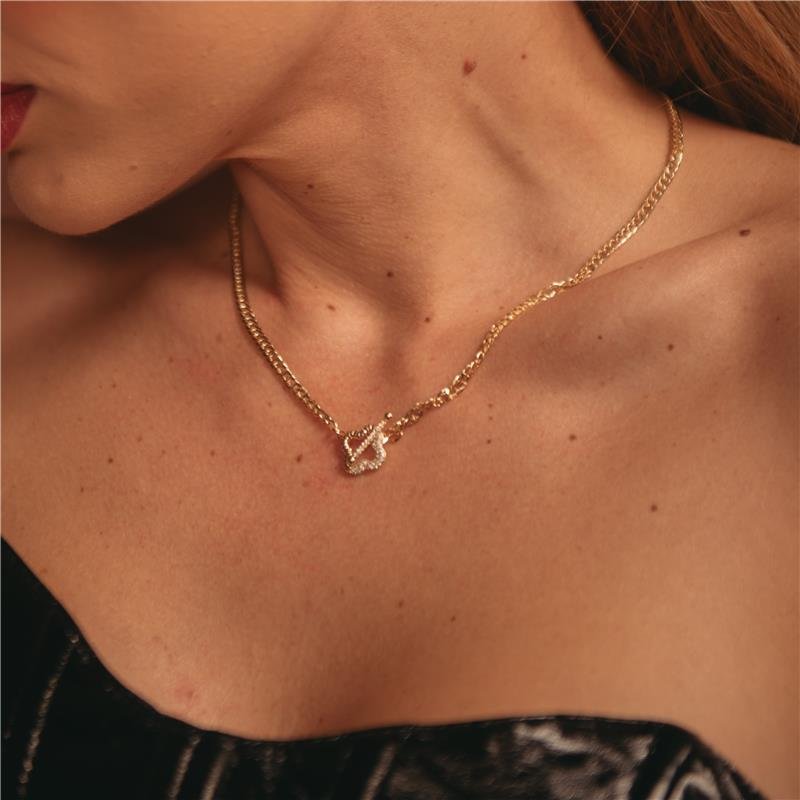 COLAR GRUMET GRAVATINHA TREVO BANHO OURO18K 