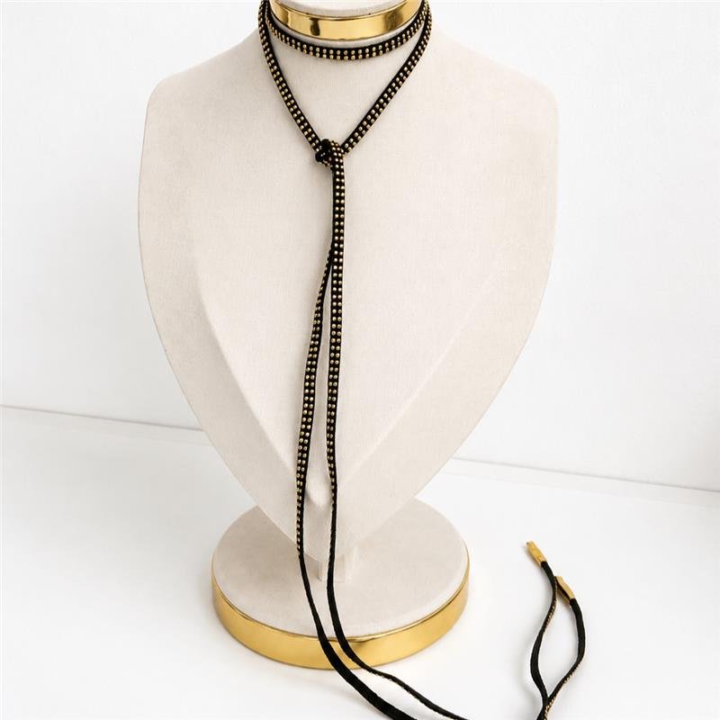  COLAR FITA COUNTRY PRETO COM STRASS GRAVATINHA