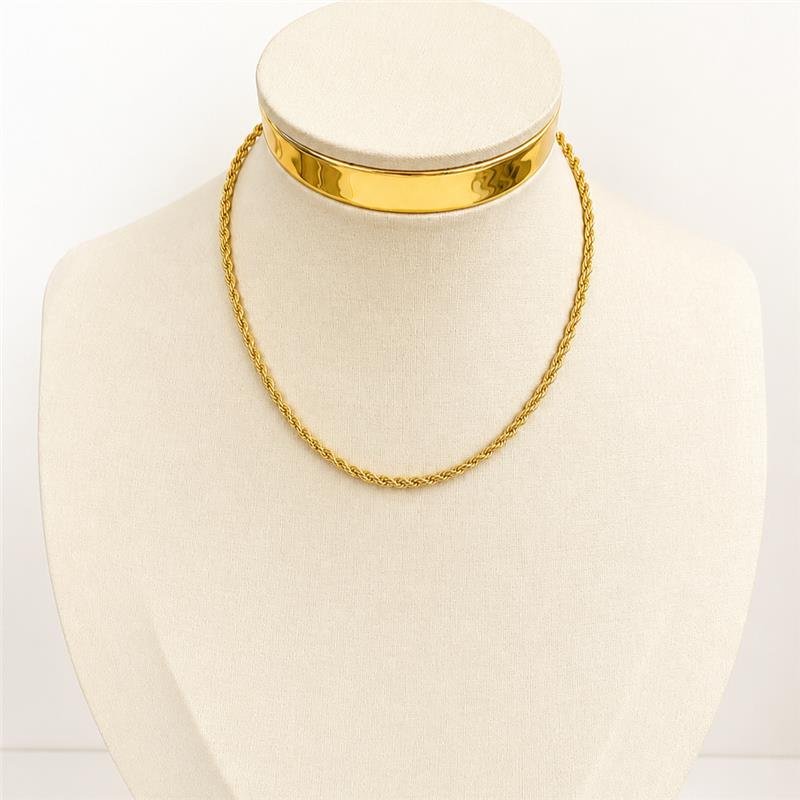 COLAR CHOKER CORDÃO BAIANO 3MM BANHO OURO 18K