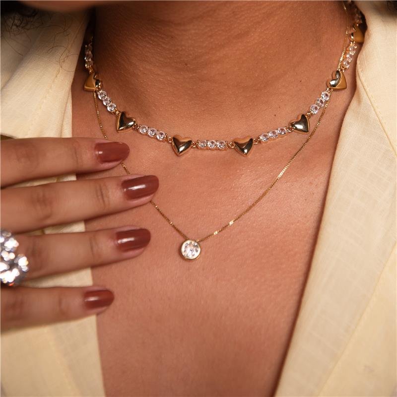 CONJUNTO PONTO DE LUZ BANHO OURO 18K