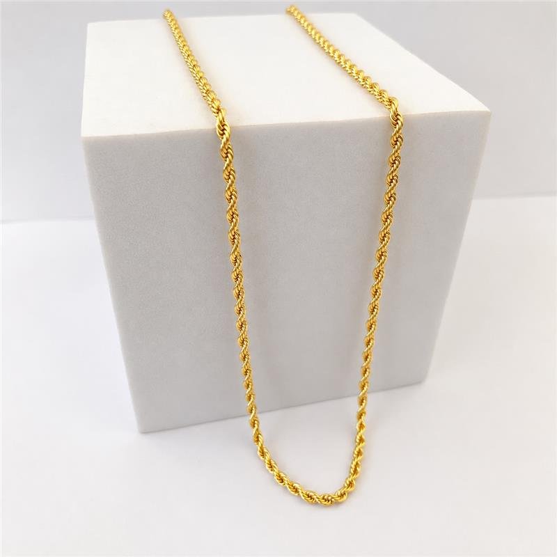 COLAR MASCULINO CORDÃO BAIANO 2MM 70CM EM AÇO BANHADO A OURO 18K