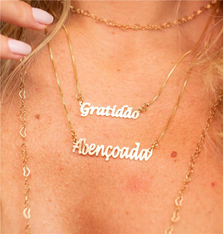 COLAR ABENÇOADA BANHO OURO 18K
