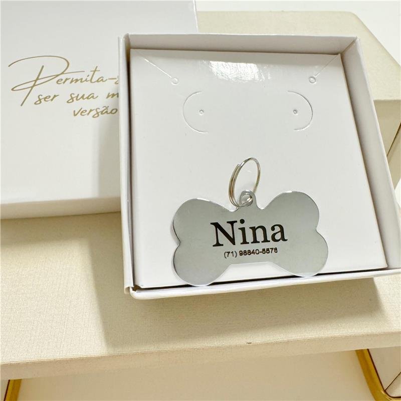 TAG IDENTIFICAÇÃO PARA COLEIRA PET CACHORRO PERSONALIZADA AÇO INOXIDÁVEL 