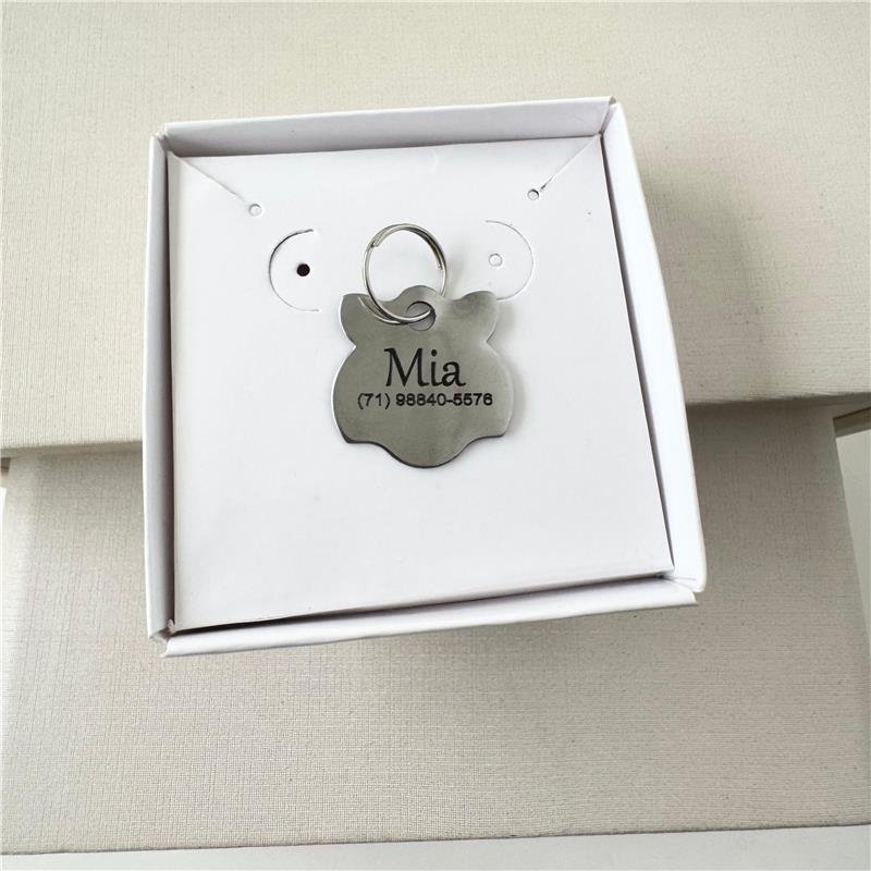 TAG IDENTIFICAÇÃO PARA COLEIRA PET GATO PERSONALIZADA AÇO INOXIDÁVEL 