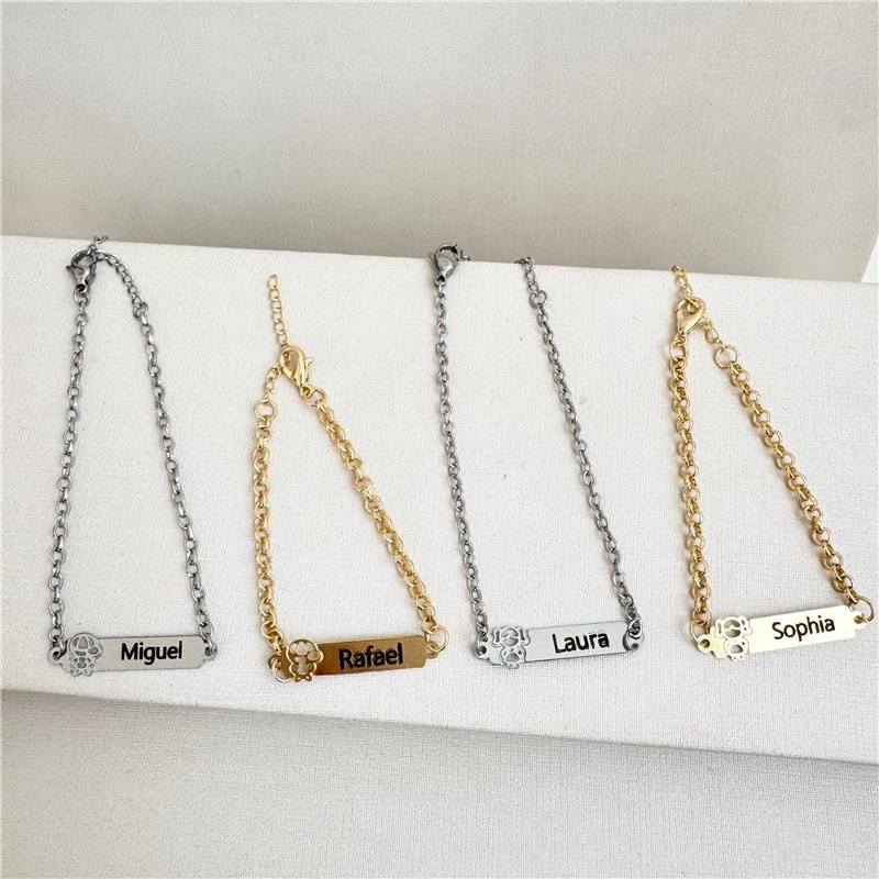 PULSEIRA INFANTIL COM NOME E DESENHO MENINA AÇO INOXIDÁVEL 