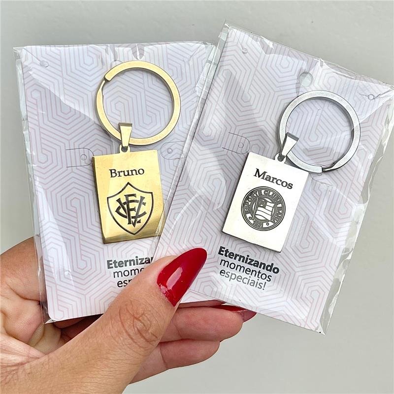 CHAVEIRO PERSONALIZADO NOME, DATA, FRASE OU SIMBOLO AÇO INOXIDÁVEL DOURADO