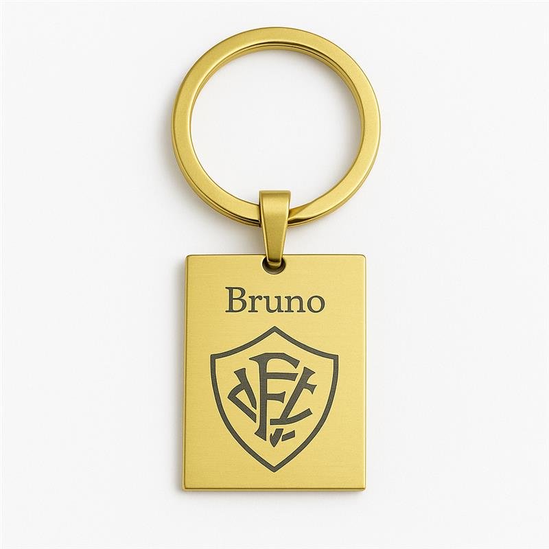 CHAVEIRO PERSONALIZADO NOME, DATA, FRASE OU SIMBOLO AÇO INOXIDÁVEL DOURADO